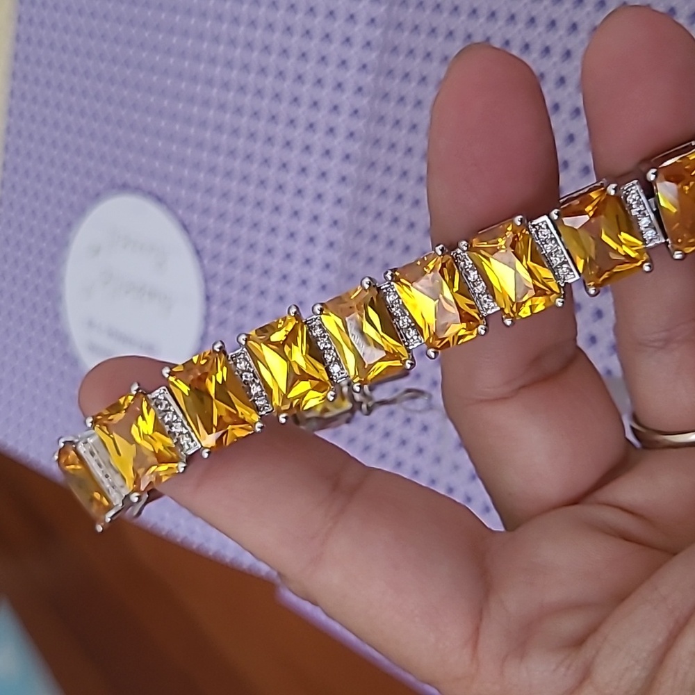 Art Deco Bracelet with Cubic Zirconia Glam Yellow Diamond